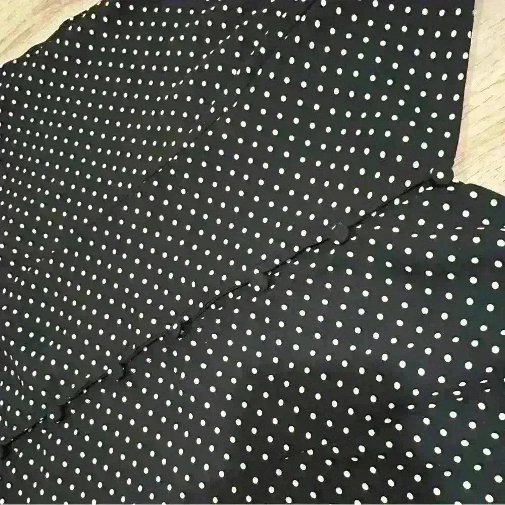Trixxi Juniors Black White Polka Dot Sleeveless Midi Dress Ruffle Strap Size XL - Picture 2 of 9